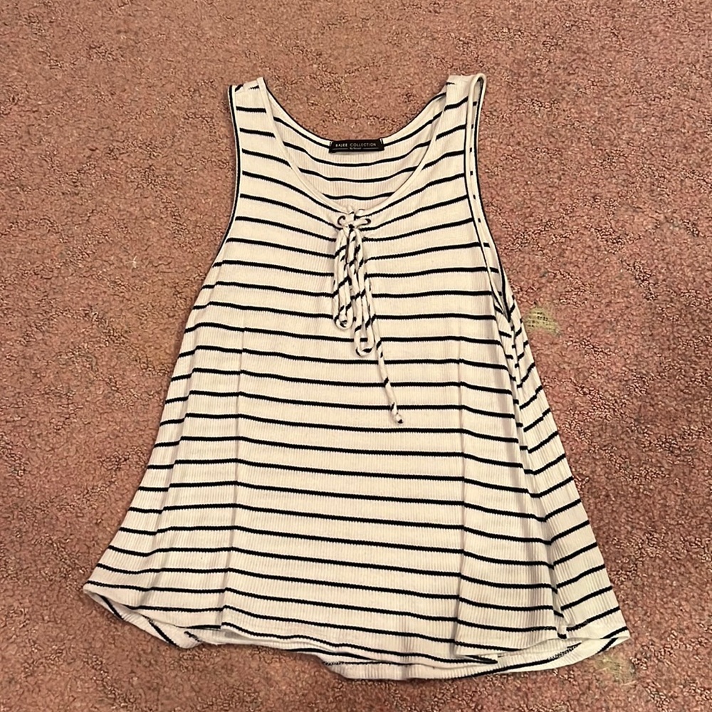 White and blue striped tank top